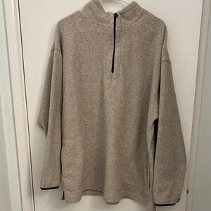 Badge Men's Beige Quarter-Zip Sweater